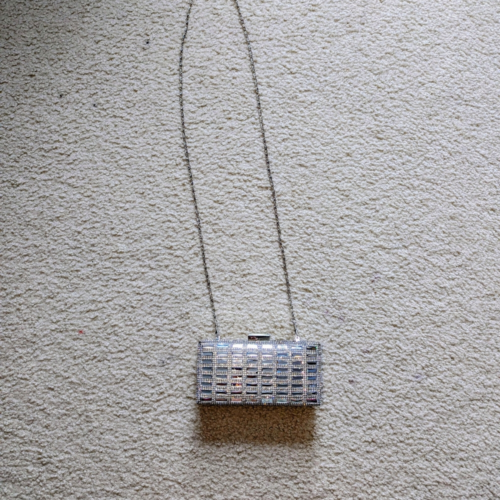 Macy's Silver Geometric Clutch with Chain Strap - Picture 3 of 9